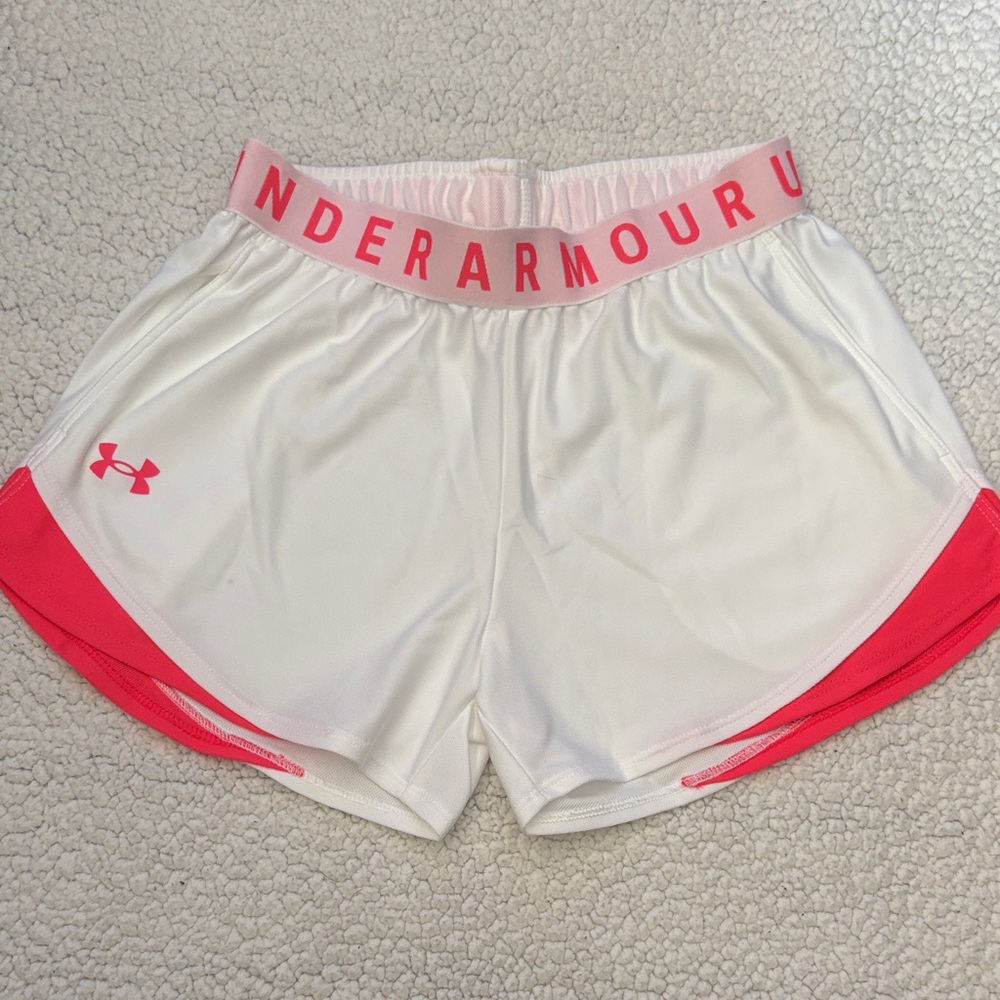 Under Armour Women's Athletic Shorts in White and Pink XXS